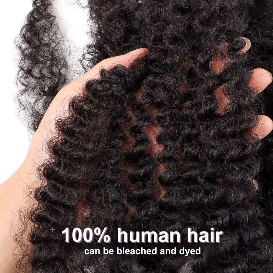 MISHELL Afro Kinky Curly Echthaar-Extensions, 10-18 Zoll, Brasilianisches Remy-Haar, Unisex - Bild 3