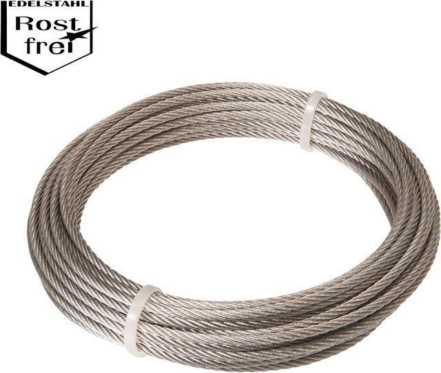 Conacord Drahtseil aus rostfreiem V4A-Stahl 6 x 7-WC, Durchmesser: 3 mm, Länge: 10 m, Farbe: Silber - Bild 1