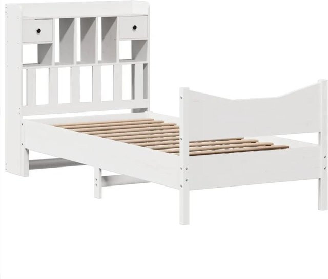vidaXL Massivholzbett aus Kiefernholz mit Schubladen in Weiß, Rustikaler Stil, B/T/H: 75 x 190 x 81 cm - Bild 1