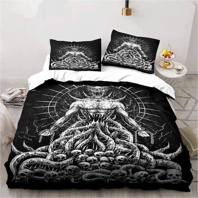 Bettwäsche-Set Baphomet Satan Dämon Horror Design von Your Warm Home, Farbe Schwarz, B/H: 135 x 200 cm - Bild 1