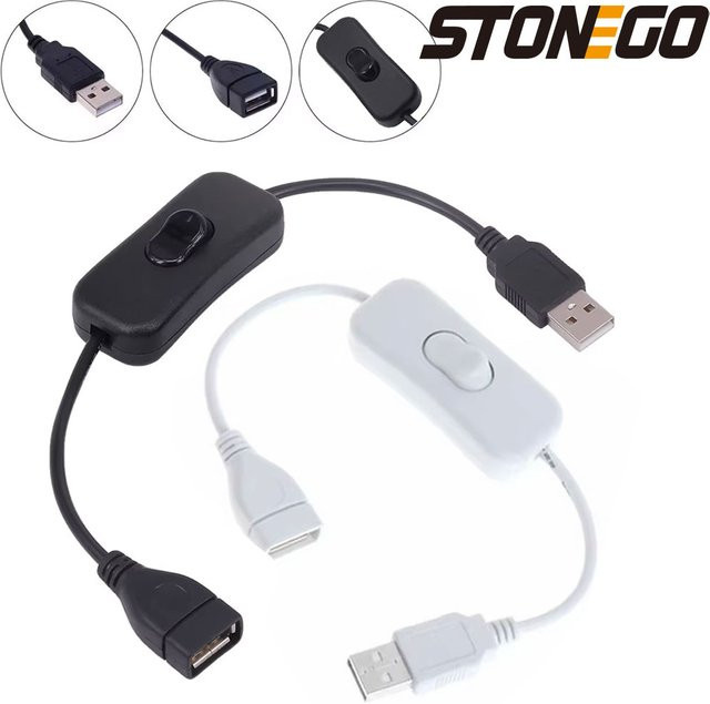USB-C LED Verlängerungskabel mit Ein-/Ausschalter in Schwarz, Länge: 100 cm - Bild 1