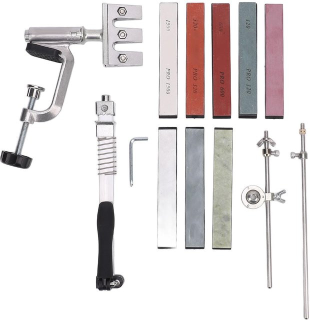 Aimo Professionelles Schärfset aus Edelstahl mit 360-Grad-Klapprotation und verstellbarem Clip in Silber - Bild 1