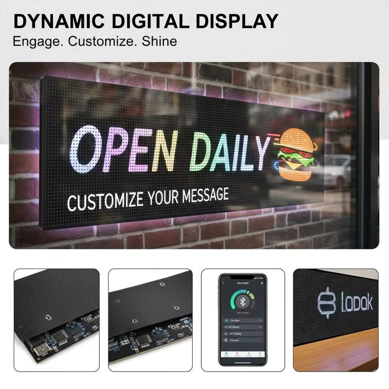 Programmierbares P10 LED-Schild mit Bluetooth-App-Steuerung, vollfarbiges flexibles digitales Lauftext-Panel in Schwarz, B/H/T: 67 x 35 x 5,5 cm - Bild 5