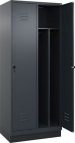C+P Spind Classic PLUS Garderobenschrank mit Sockel, 2 Abteile, Anthrazitgrau, H x B x T: 195 x 80 x 50 cm - Bild 1