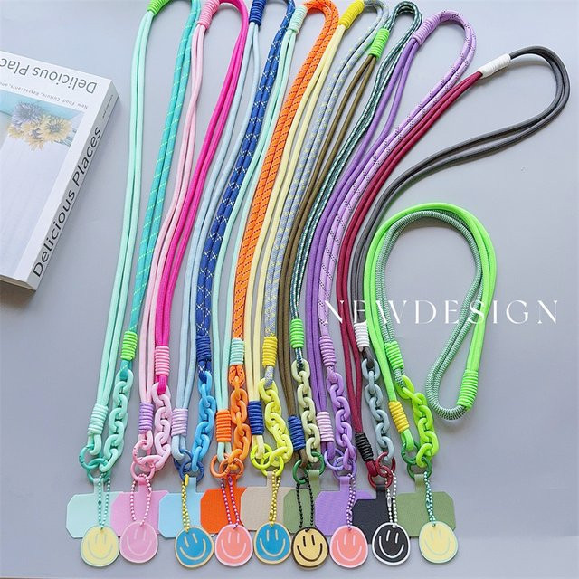 Handy-Lanyard als Umhängetasche mit gewebtem Knoten und Anti-Verlust-Funktion für Outdoor-Einsätze, Weiß/Mehrfarbig - Bild 1