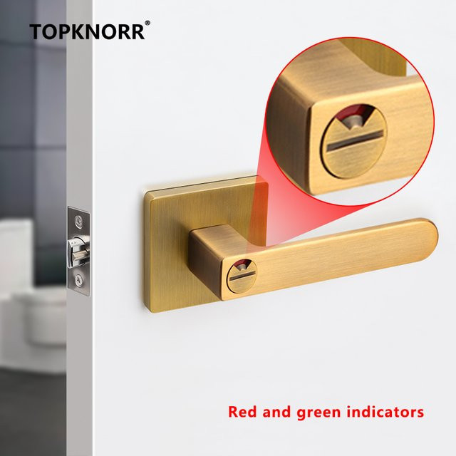 TOP KNORR Badezimmerschloss mit roter und grüner Anzeige, dreipoliges Innentürschloss mit Zungengriff, in Silber, Rot, Grün oder Gold - Bild 1