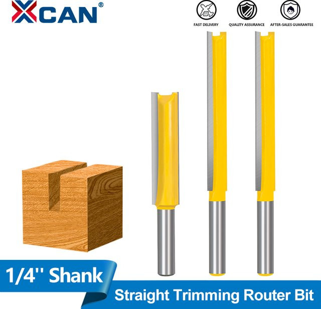 XCAN Erweiterter gerader Fräser mit 1/4 Zoll Schaft, Doppel-Kante Hartmetall Fräser für CNC Router, Silber - Bild 1