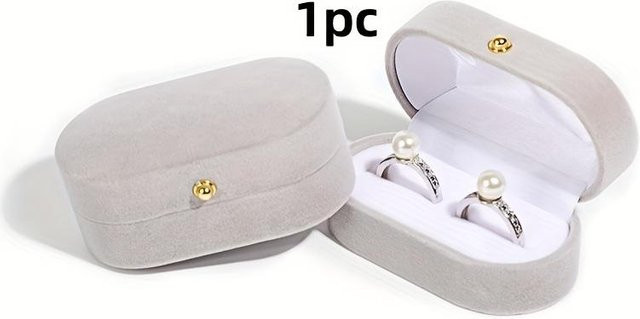 Elegante Schmuckaufbewahrungsschachtel aus Samt für Ringe und Ohrringe von SZwatch in Weiß - Bild 1