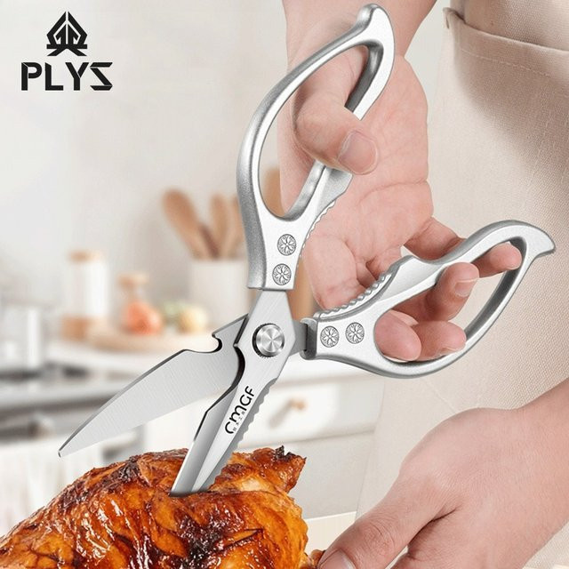 PLYS Küchenschere aus Edelstahl in Silber, multifunktionale Hühnerschere für Fleisch, Fisch, Kräuter und Gemüse, Höhe: 23,5 cm, Breite: 9,5 cm - Bild 1