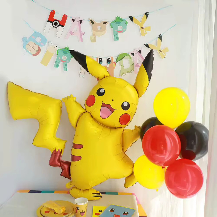 Potdemiel Pokemon Partyballons Pikachu und Charmander für Kinder Geburtstagsdekoration in Gelb - Bild 2