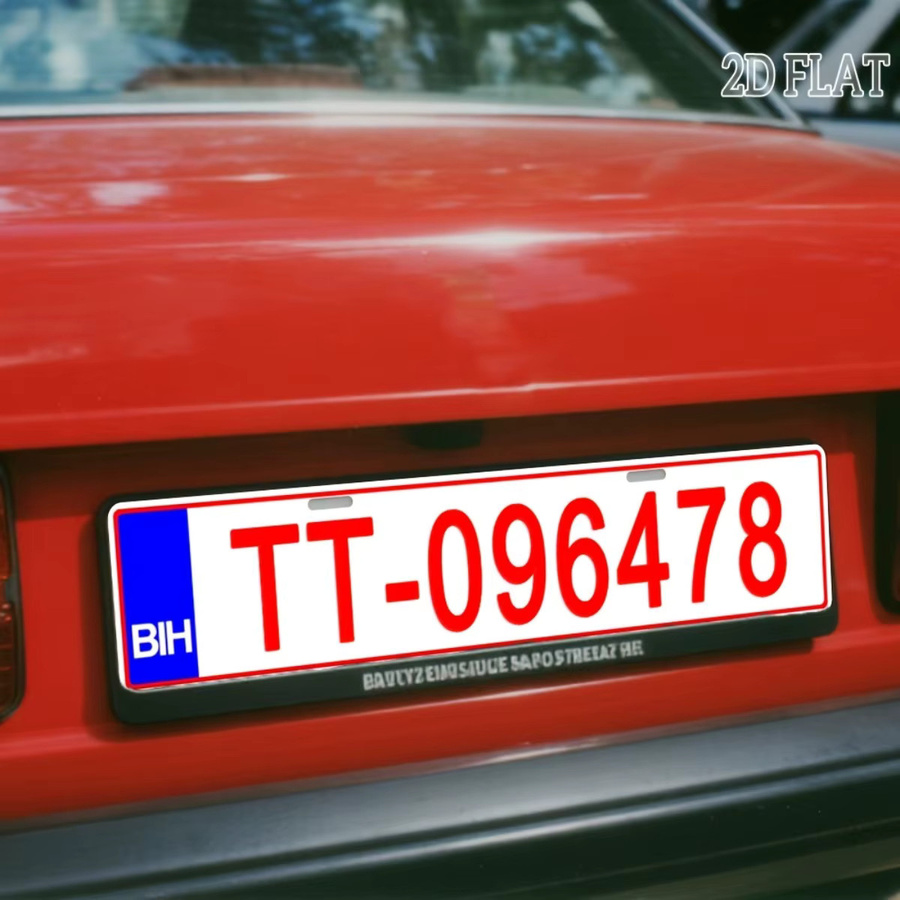 Personalisierte 2D-Metallschild Wanddekoration Hello Young Flat Bosnia und Herzegovina in Rot und Weiß - Bild 3
