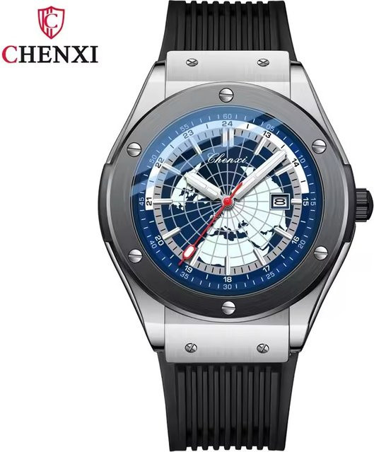 CHENXI Armbanduhr, Herren, Quarz, Edelstahl, Black Silvery - Bild 1