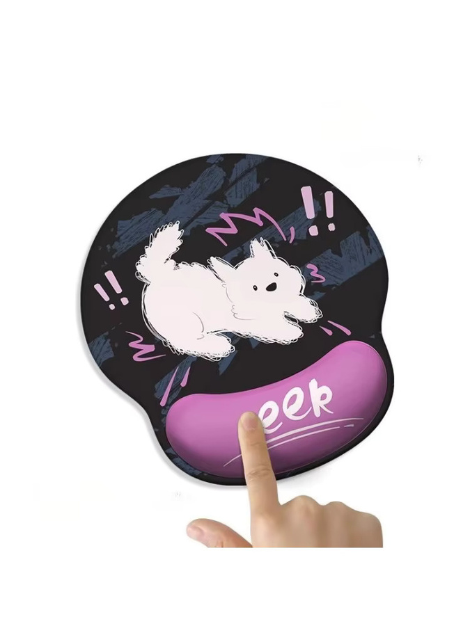 Mairuige Mauspad mit Handgelenkschutz Katze und Hund Motiv in Multicolour, rutschfeste Handauflage für Büro und Laptop - Bild 3
