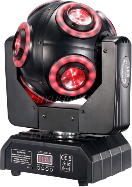 HYULIGHTS LED Moving Head 8x15W RGBW 4in1 mit Halo RGB 3in1 Effekt, 360 Grad Rotation, Beam Strobe für DJ und Bühne, Schwarz - Bild 1