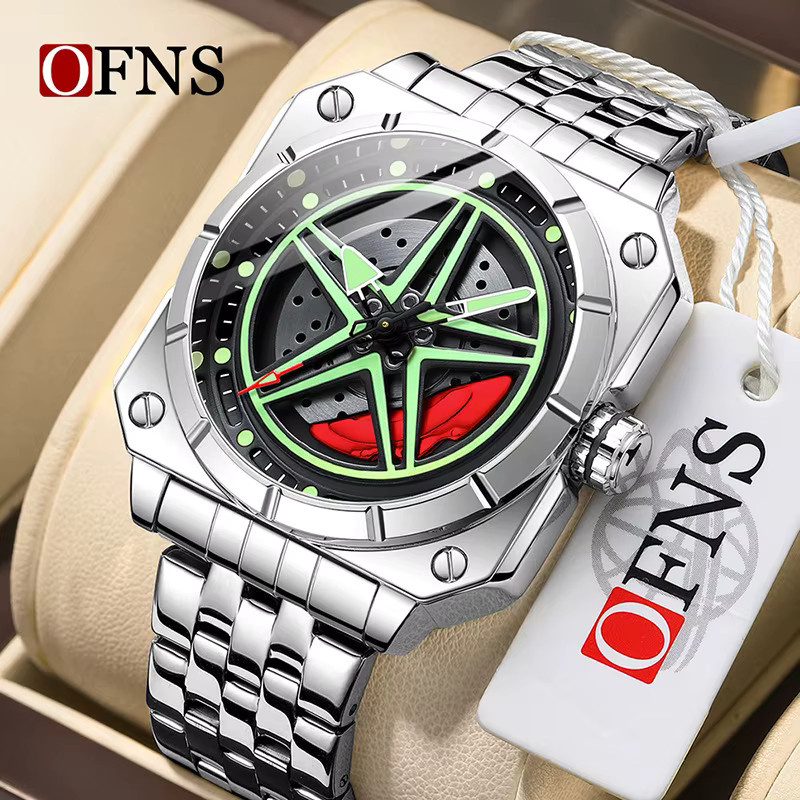 OFNS Armbanduhr, Quarz, Edelstahl, Silber, Herren, Eckig - Bild 3