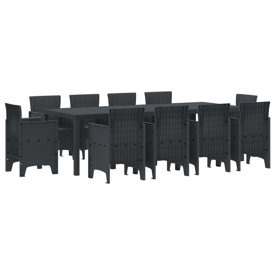 vidaXL 11-tlg Garten-Essgruppe aus Poly Rattan in Anthrazit - Bild 2