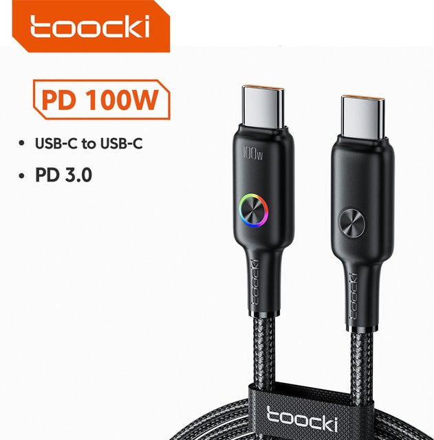 Toocki USB-C auf USB-C Kabel 100W PD Schnellladegerät in Schwarz - Bild 1