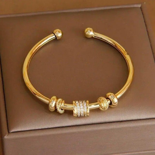 zhuque002 Armreifen und Armbänder, Edelstahl, Kristall, Gold, Damen - Bild 1