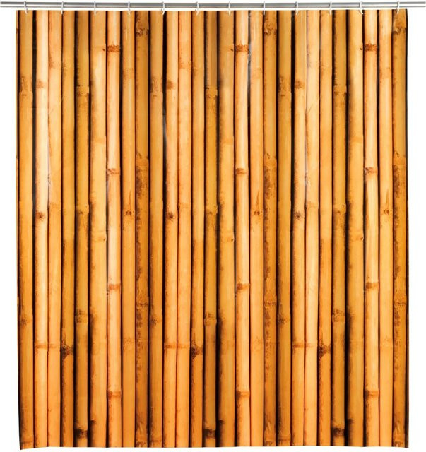 Wenko Duschvorhang Babusa in Braun mit Bambus-Dekor, wasserdicht, B/H: 180 x 200 cm - Bild 1