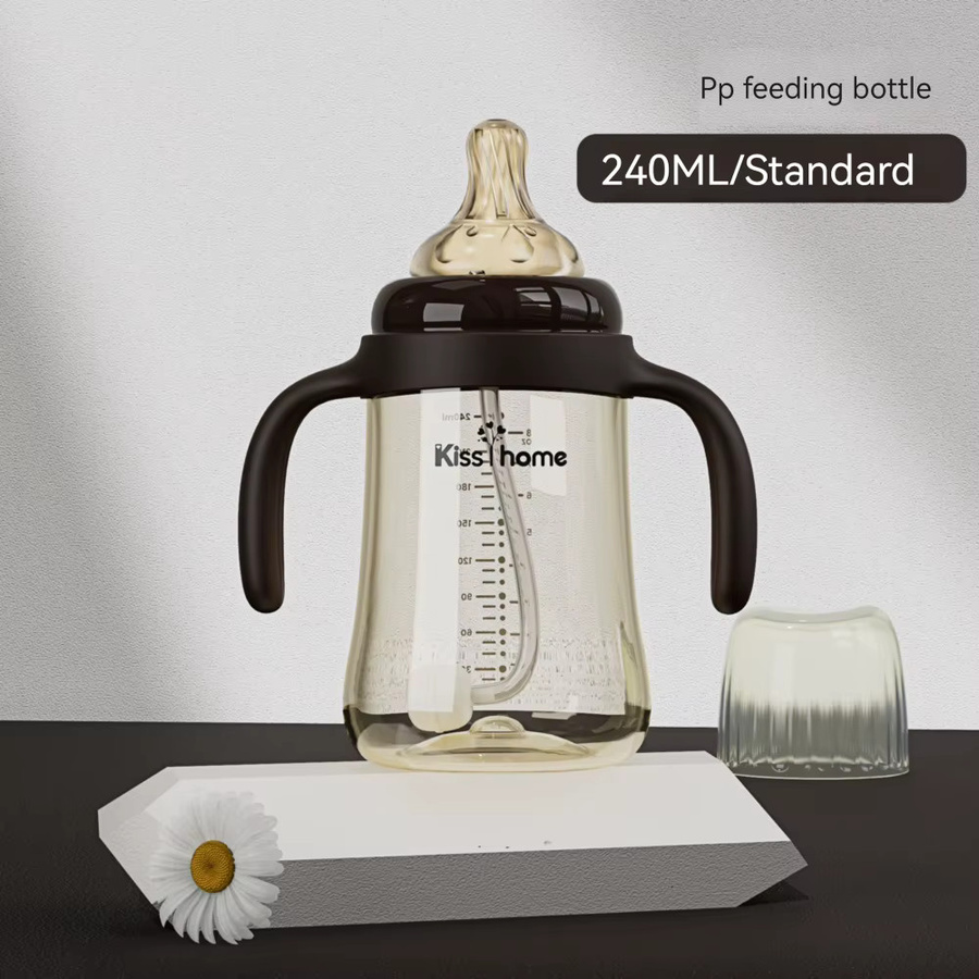 SLAIXIU Baby Trinkflasche mit Strohhalm und Griff, BPA-frei, transparent, 240 ml - Bild 2