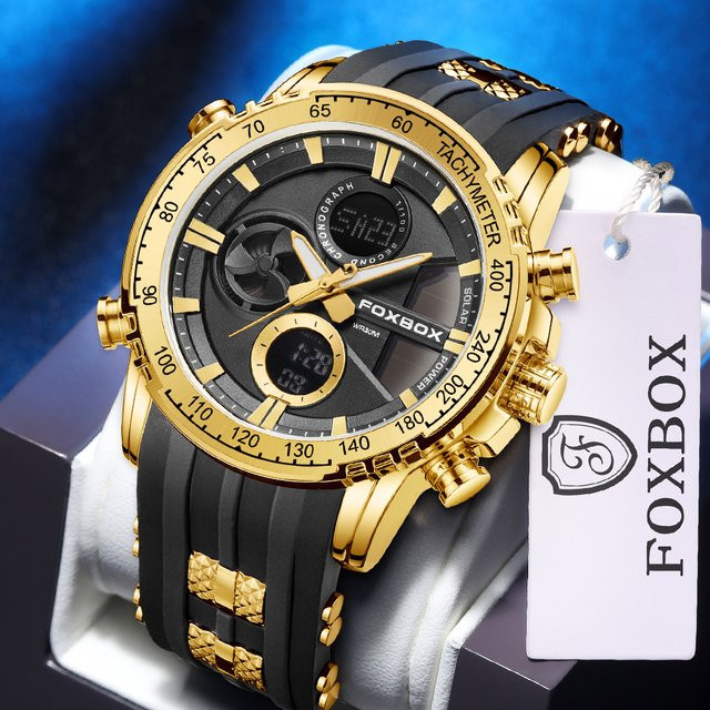 LIGE Armbanduhr Digital, Quarz, Edelstahl, Schwarz, Silber, Herren - Bild 1