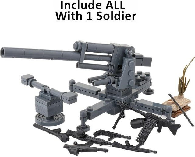 Yiran toy WK2 Deutschland Militärwaffen Bausteine, Armee Soldat Figur, Panzerabwehrkanone, Kanone, ab 14 Jahren - Bild 1