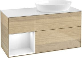 V&B Waschtischunterschrank Finion mit Wandbeleuchtung, Farbe Weiß und Eiche, Breite: 120 cm, Tiefe: 50,1 cm, Höhe: 50,1 cm - Bild 1