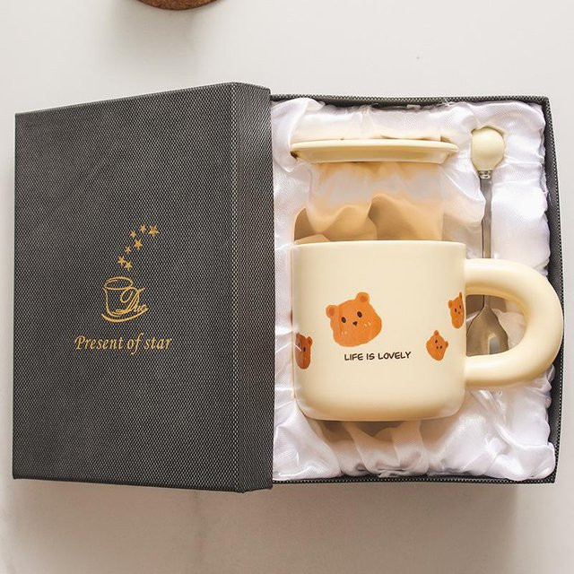 Yiran toy 1 Keramiktasse Bär mit Deckel, Weiß, 500 ml - Bild 1