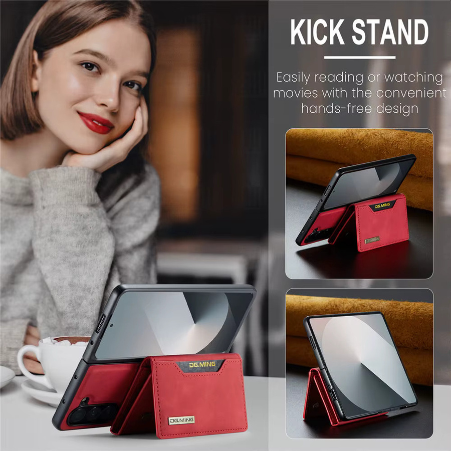 2-in-1 Magnetische Vintage-Brieftasche aus Leder für Samsung Galaxy Z Fold 8 Ultra, Fold 7, Fold 6, Fold 5 und Fold 4 in Schwarz mit Kartenfächern und stoßfester Schutzhülle - Bild 3