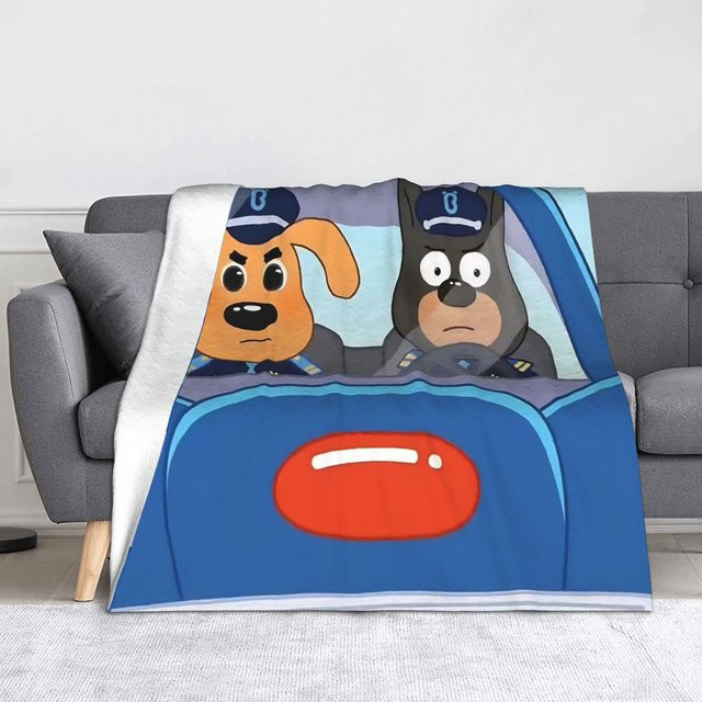 Sheriff Labrador Fleecedecke mit Cartoon-Design als warme Überwurfdecke für Bett, Couch oder Teppich - Bild 1