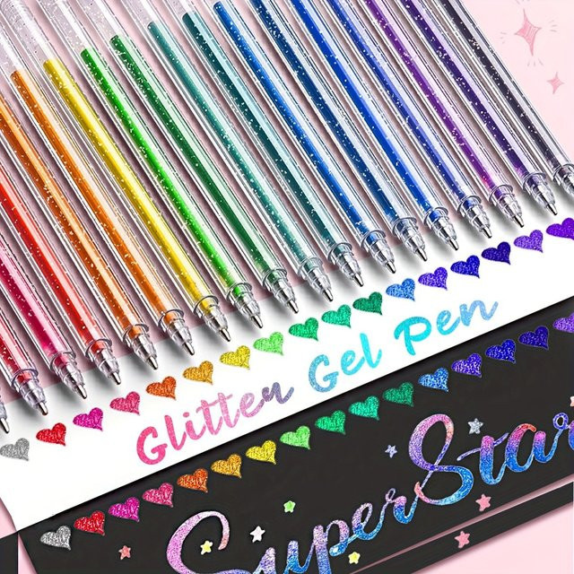 18-teiliges Glitzer-Gelstift-Set mit 18 bunten Metallic-Farben und 1 mm Rundspitze - Bild 1