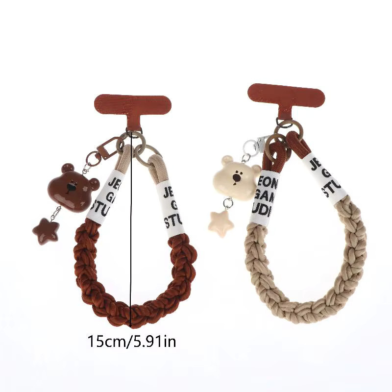 Y2K Bär Cartoon Handyband mit Sternkopf als Anti-Verlust-Armband und Schlüsselanhänger in Beige und Multicolour - Bild 3