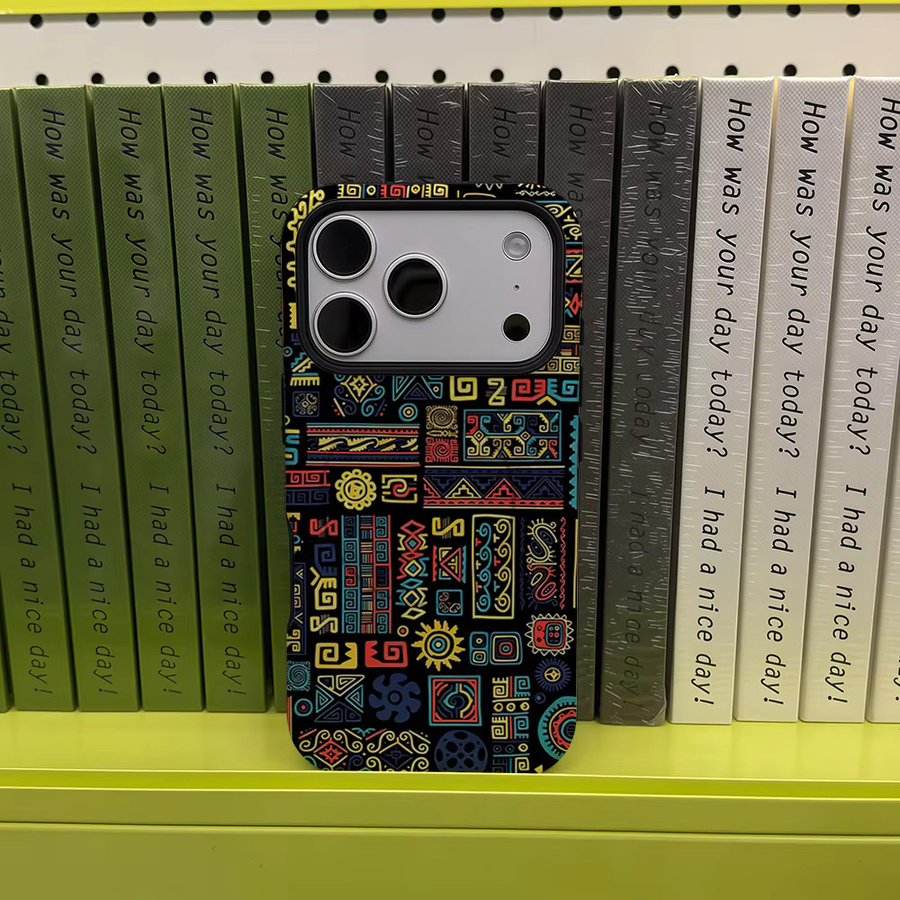 Potdemiel Azteken-Tribal Handyhülle für iPhone 17 16 15 14 13 Pro Max Plus, magnetisch, Multicolor - Bild 3