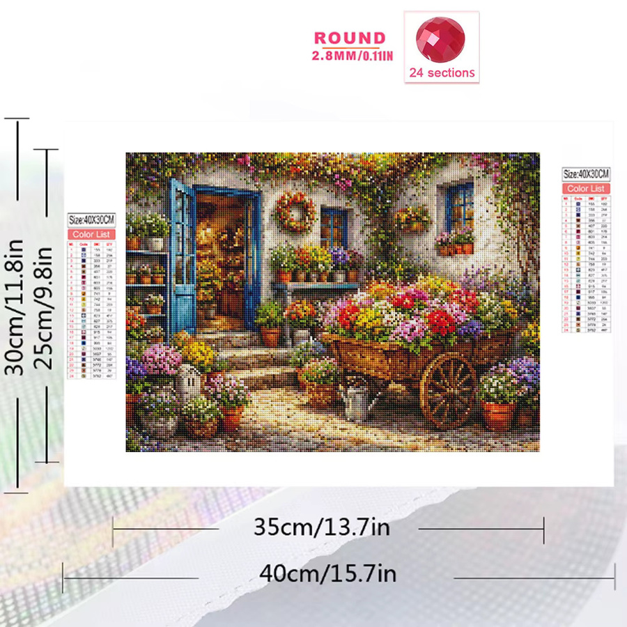 EverShine Diamant-Mosaik DIY Stickerei Blumenhaus mit Topfpflanzen in Multicolour, B/H: 30 x 30 cm - Bild 2