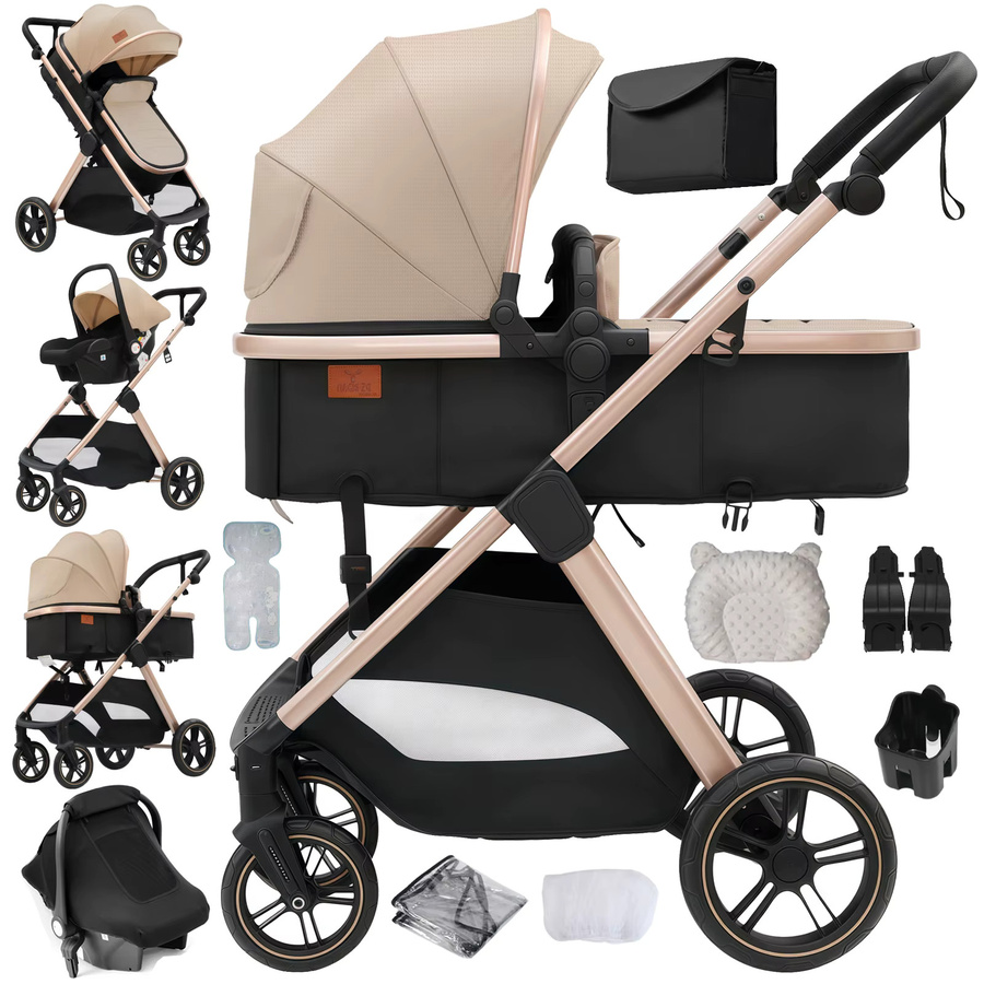 Prokoke Reisebuggy Beige faltbarer Baby-Kinderwagen mit Aluminiumrahmen - Bild 8
