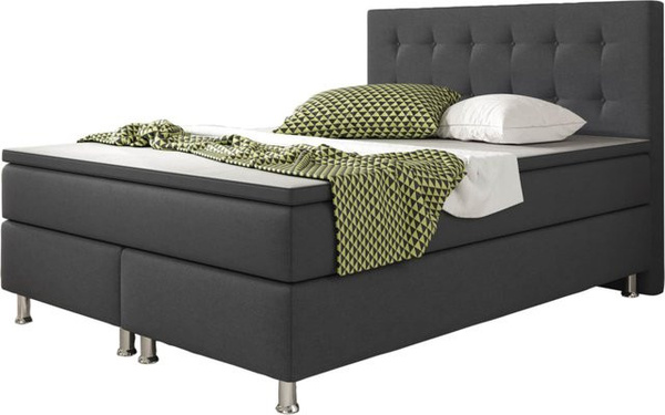 Inter Trading Boxspringbett Köln in Anthrazit mit Chesterfield-Design und Taschenfederkern, B/T: 140 x 200 cm