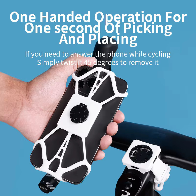 Modischer Silikon Fahrrad Handyhalter mit Quick-Release Funktion für Rennrad und Mountainbike in Schwarz - Bild 5