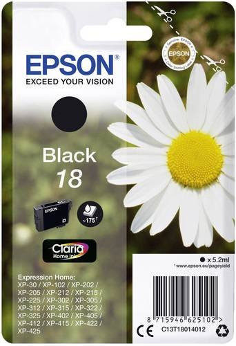 Original Epson Tintenpatrone 18 Schwarz C13T18014012 für Inkjet-Drucker - Bild 1
