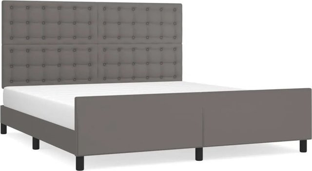 vidaXL Bettgestell mit Kopfteil in Grau aus Kunstleder, B/T: 180 x 200 cm - Bild 1