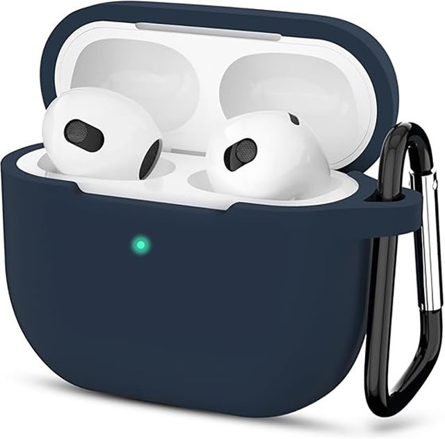 Silikon Schutzhülle für Apple AirPods Pro 3 Generation 2025 in Blau mit Haken - Bild 1