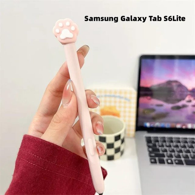 Niedrige Cartoon-Silikon-Stifthülle für Samsung Tab S6 Lite, S7 FE, S8 Ultra und S9 Plus in Pink - Bild 1