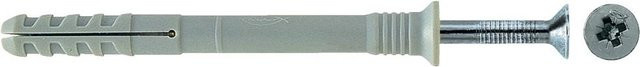 Fischer Nageldübel N8x100Z grau aus Nylon mit galvanisierter Nagelschraube, 100 Stück - Bild 1