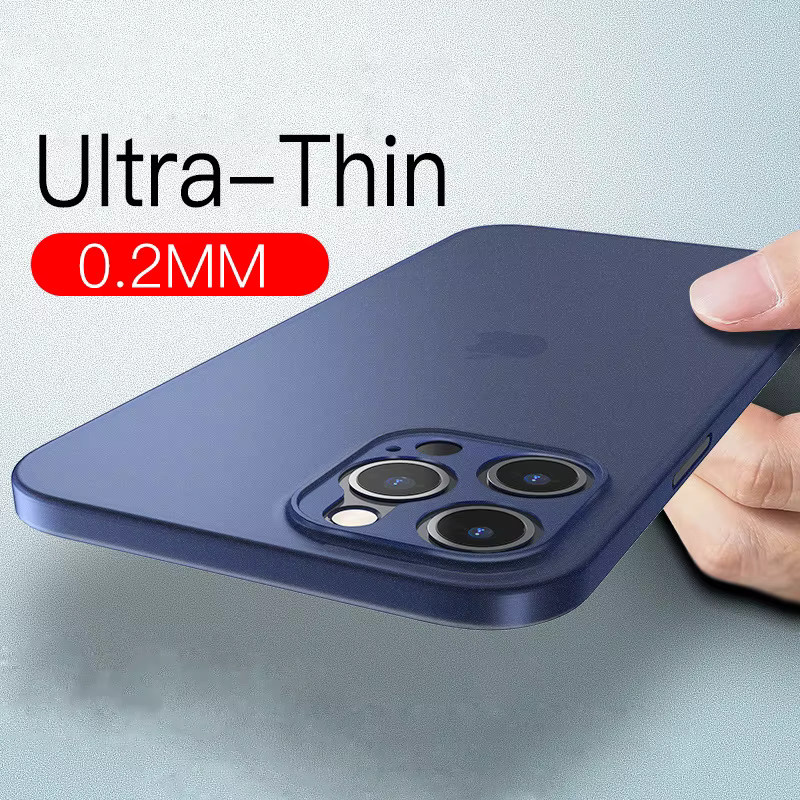 Ultradünne matte Handyhülle für iPhone 11 12 13 14 15 Pro Max Mini X XR XS in Grau und Blau - Bild 1