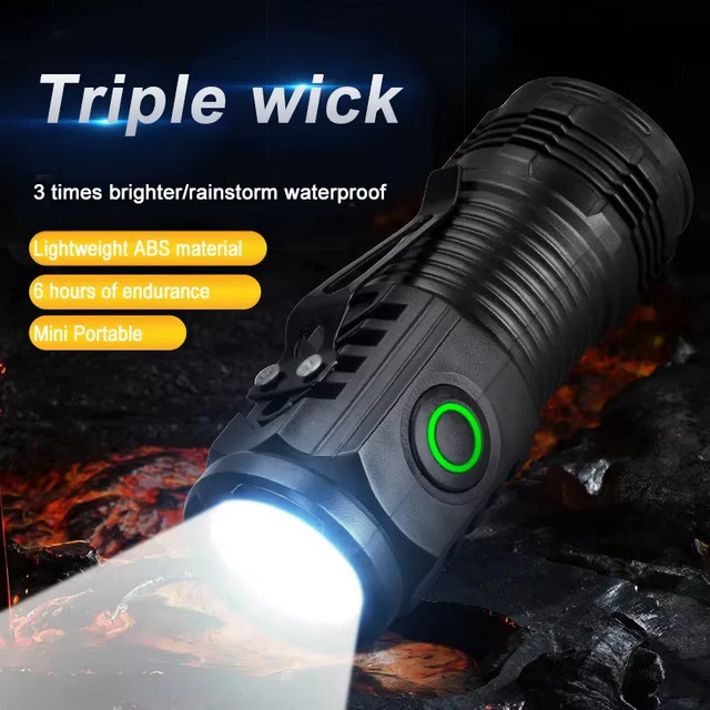 ESMARTER Mini LED Taschenlampe aus Aluminiumlegierung in Schwarz mit Magnet und Clip für Camping und Wandern - Bild 1