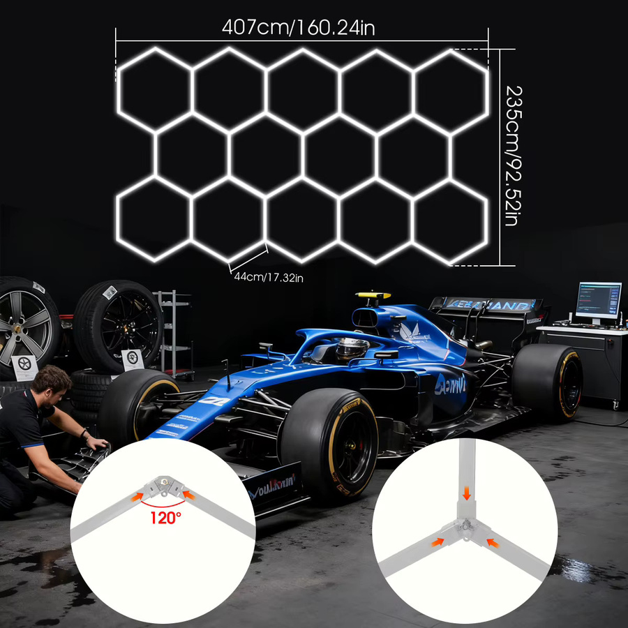 Aiopp Hexagon LED-Garagenleuchte in Weiß für Werkstatt und Lager zur DIY-Montage - Bild 5