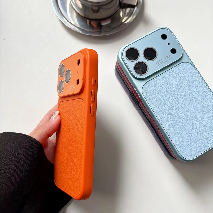 Lichee Leder-Textur Handyhülle für Apple iPhone 17, 16, 15, 14, 13 Pro Max mit großem Fenster und stoßfestem Schutz, Schwarz - Bild 2