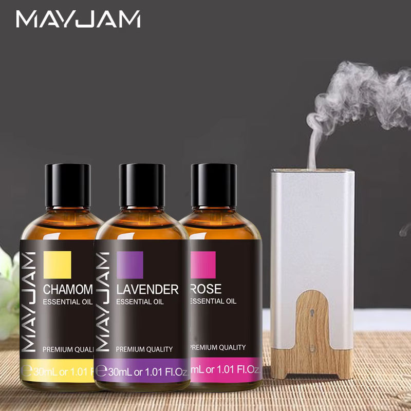 MAYJAM Ätherisches Öl Set für Diffusor, 30 ml, verschiedene Düfte wie Lavendel, Eukalyptus, Jasmin, Vanille, Sandelholz, Patchouli, Zitrone, Rose und Kamille, Glasflaschen in Orange und Braun - Bild 4