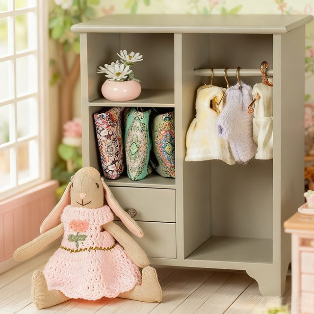 Miniatur-Holzschrank, Puppenhaus-Möbelzubehör, Holz - Bild 1
