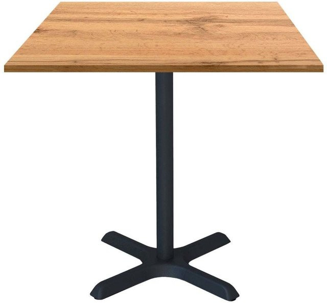 RestooTab Tisch Dina quadratisch mit Eichen-Dekor und schwarzem Gestell, B/T/H: 70 x 70 x 74 cm - Bild 1
