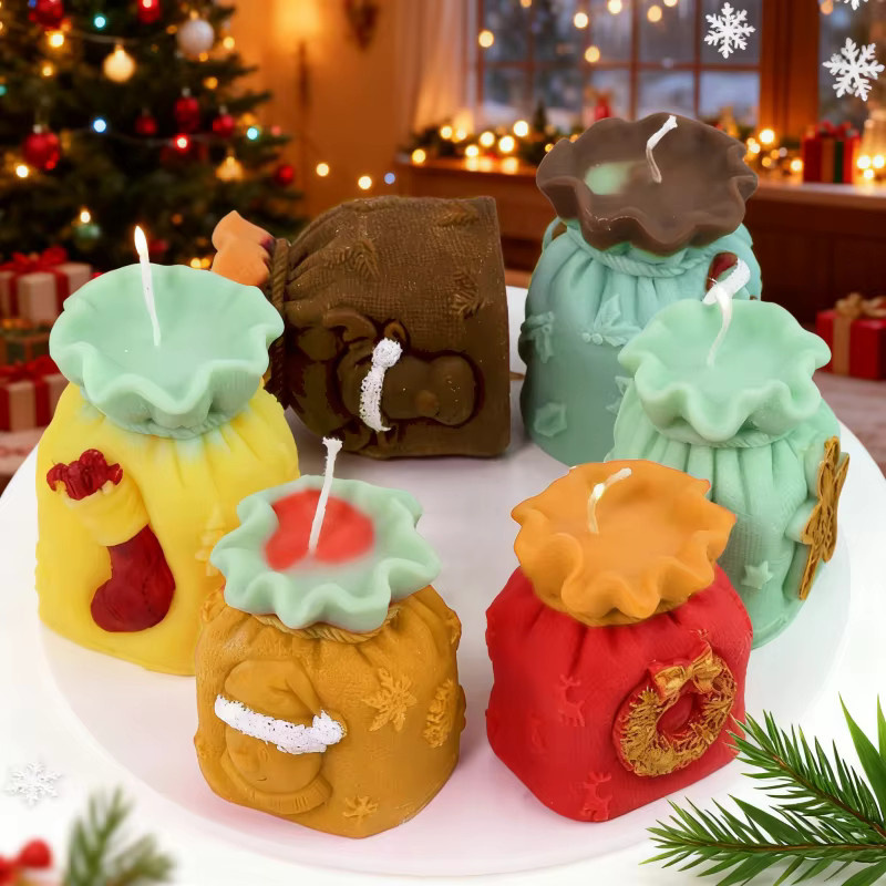 Silikonformen für DIY Weihnachtskerzen mit 3D Relief Santa Elch und Schleife in Multicolour für Wachs und Resin - Bild 2